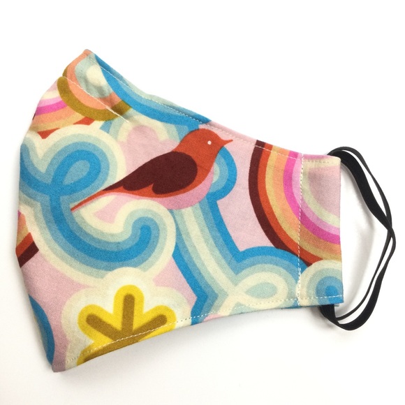Hand Crafted Accessories - Pink Rainbow Swirl Bird Face Mask, Filti Filter